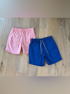Men’s XS Set of 2 Casual Drawstring Swim Shorts - Pink & Royal Blue